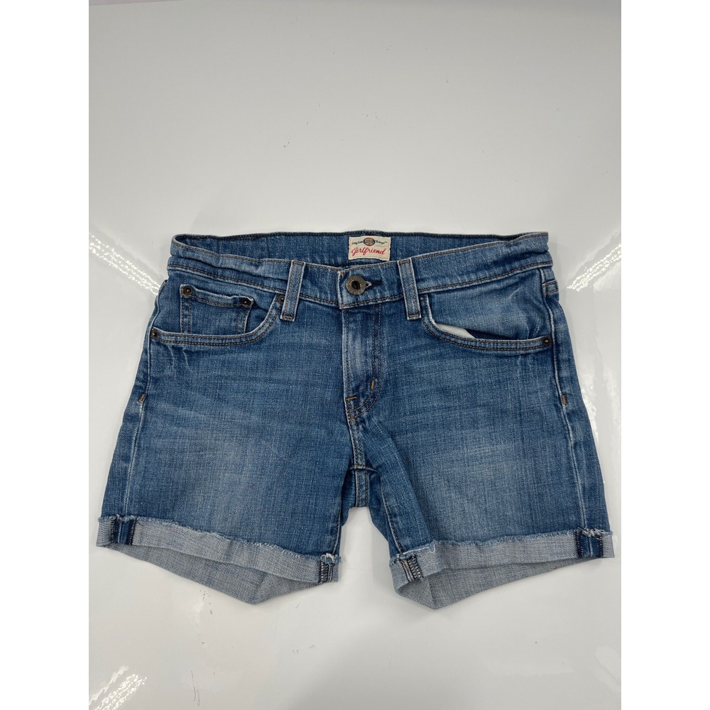 Fossil Vintage Girlfriend Denim Shorts Medium Wash Cuffed Size 26